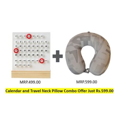 Perpetual Desk Calculator with wooden Stand and Travel NeckPillow U-Shape Combo offer